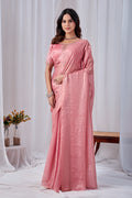 Luminous Pink Tissue Silk Saree with Embroidered Blouse