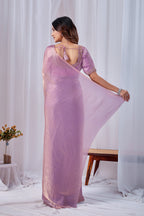 Luminous Lavender Tissue Silk Saree with Embroidered Blouse