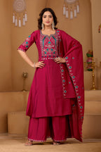 Rani Radiance Two-Tone Roman Silk Anarkali Kurta Set with Embroidery & Dupatta | Rani Radiance Festive Edition