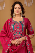 Rani Radiance Two-Tone Roman Silk Anarkali Kurta Set with Embroidery & Dupatta | Rani Radiance Festive Edition