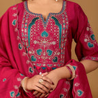 Rani Radiance Two-Tone Roman Silk Anarkali Kurta Set with Embroidery & Dupatta | Rani Radiance Festive Edition
