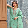 Mayura | Roman Silk Peacock Embroidered Kurta Palazzo Set with Dupatta