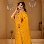 Festive Mustard Yellow Silk 3-Piece Kurta Pant Set with Dupatta