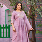 Pink Mal Chanderi Embroidered 3-Piece Kurta Set with Dupatta