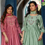 Rose Pink Roman Silk Intricate Embroidery Kurta Palazzo Set with Dupatta
