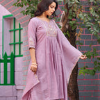 Pink Mal Chanderi Embroidered 3-Piece Kurta Set with Dupatta