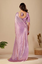 Metallic Lavender Tissue Silk Saree with Sequins Embroidered Blouse